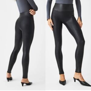 Spanx Faux Leather Leggings Black Size Large Dark Academia Gothcore